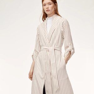 BRAND NEW Aritzia Babaton White Striped Kahlo Trench Jacket [Size XXS]